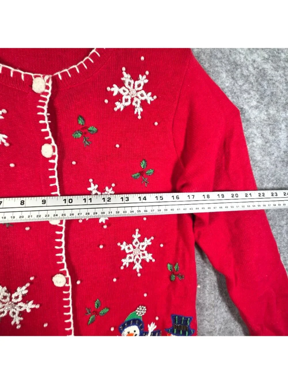 B.P. Design Christmas Cardigan Snowman Holiday Sweater Red S - Picture 4 of 9